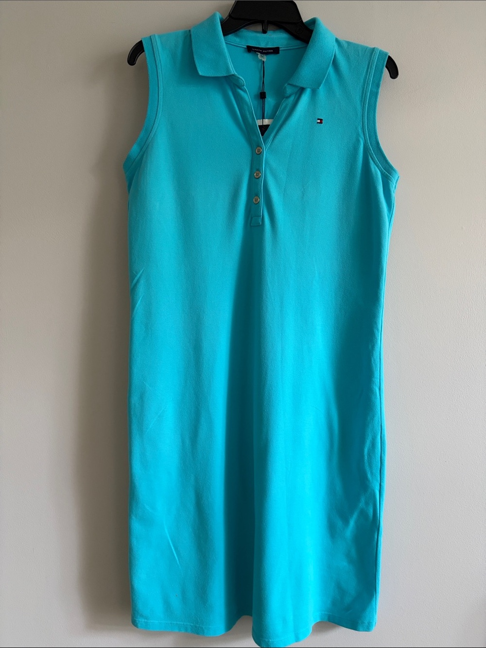 Tommy Hilfiger Sleeveless Polo Midi Dress in Bright Teal